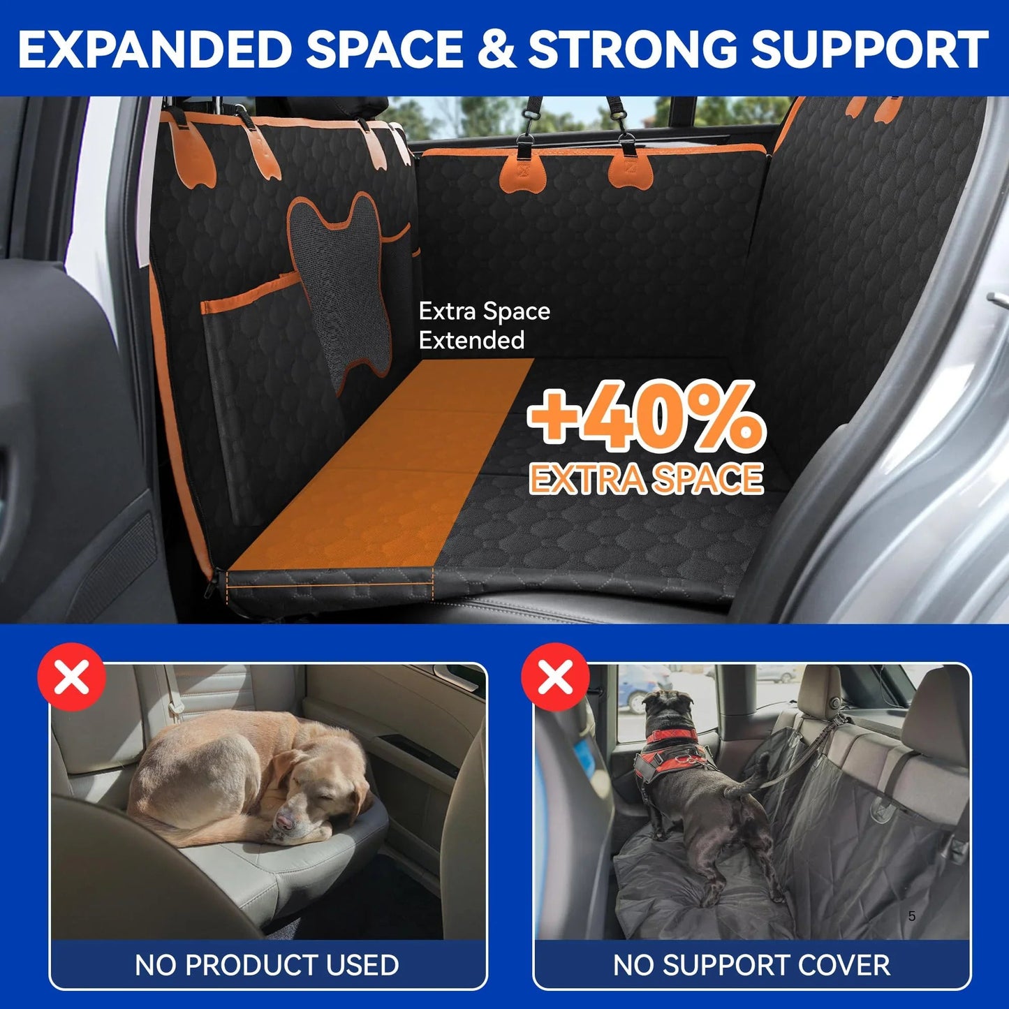 The Miracle Brands – Heavy-Duty Dog Car Seat Cover, 400 lbs Support, Waterproof Hard Bottom