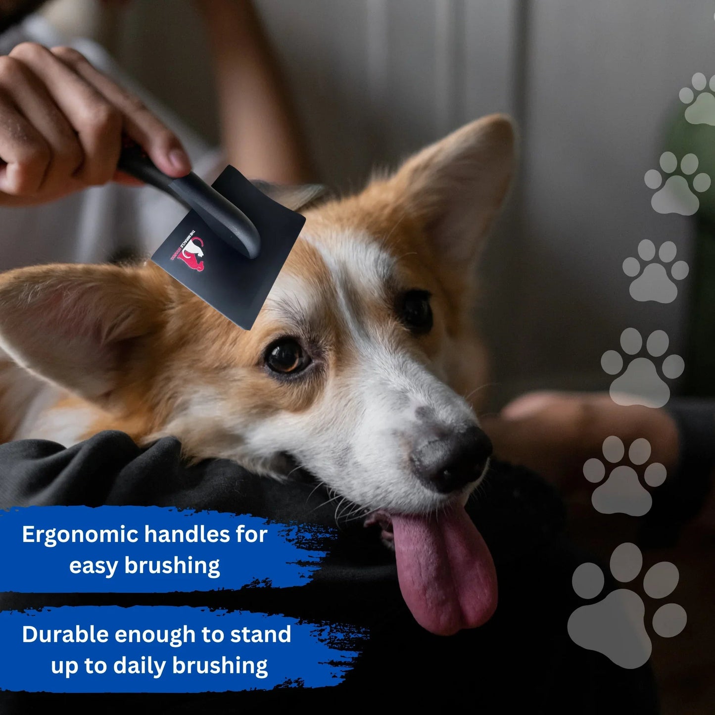 The Miracle Brands Wooden Handle Pet Slicker Brush – Black, Long Pin Grooming Brush